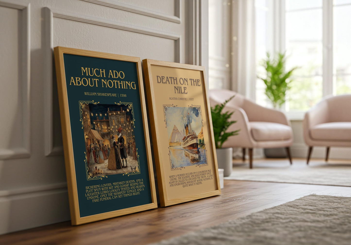 Much Ado About Nothing by William Shakespeare | Descriptive Book Poster | Blurby
