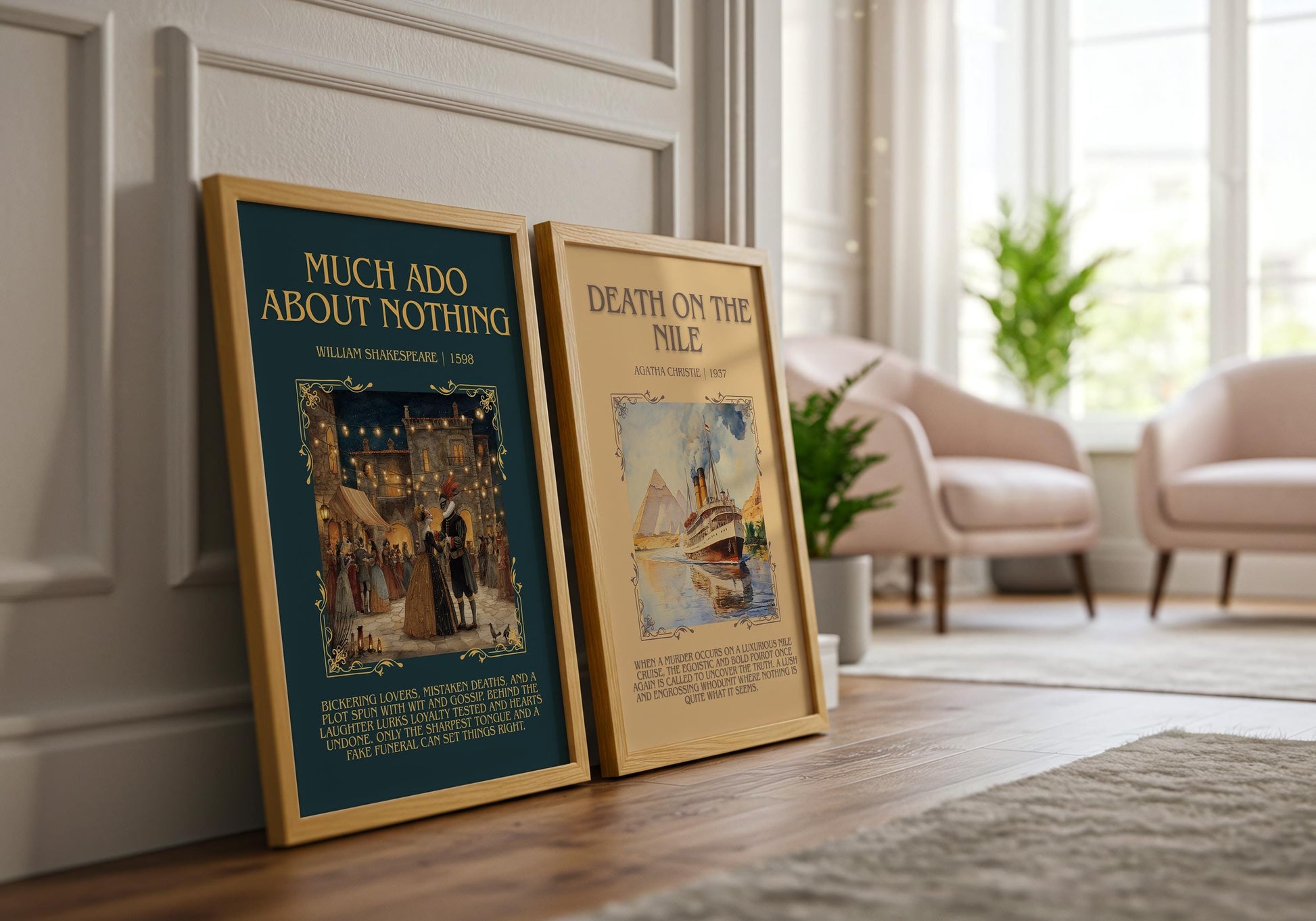 Much Ado About Nothing by William Shakespeare | Descriptive Book Poster | Blurby