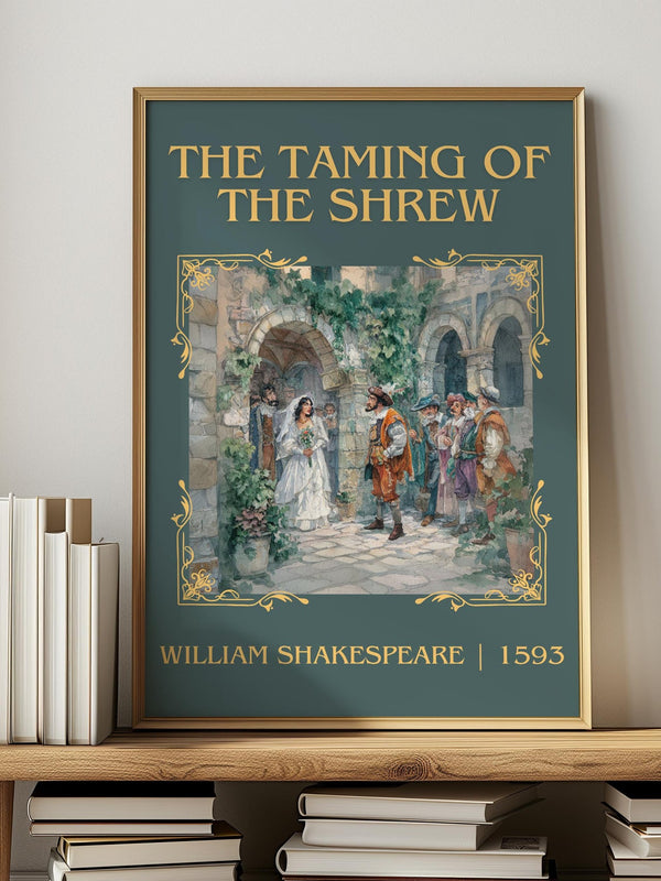 The Taming of the Shrew classic book art print in frame leaning in hallway – classic literature wall art