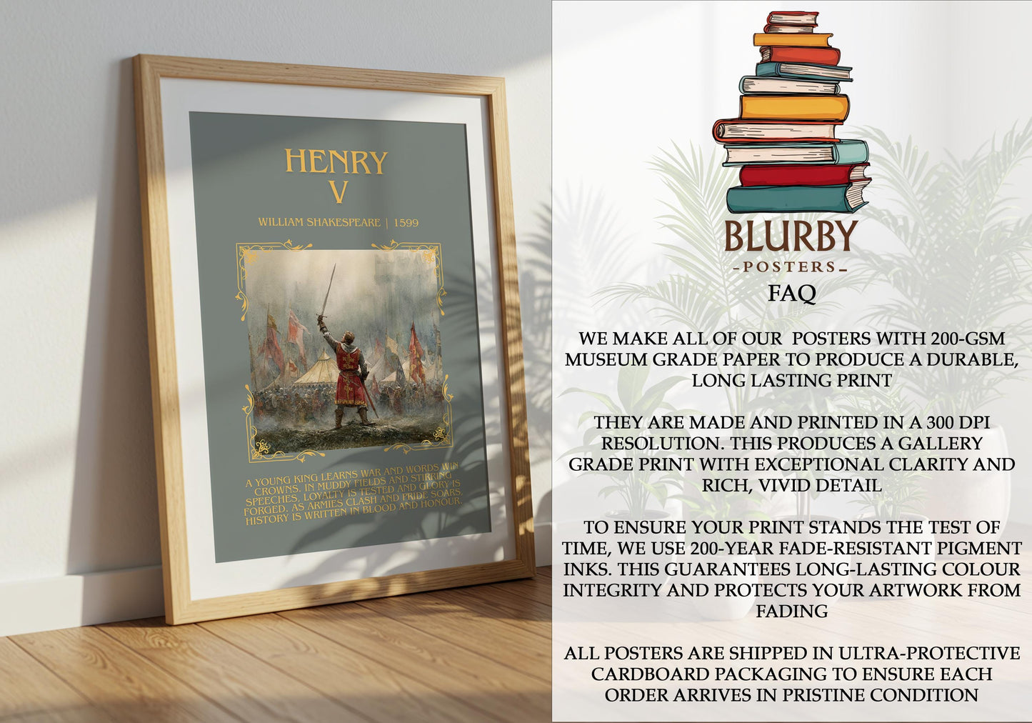 Henry V by William Shakespeare | Descriptive Book Poster | Blurby