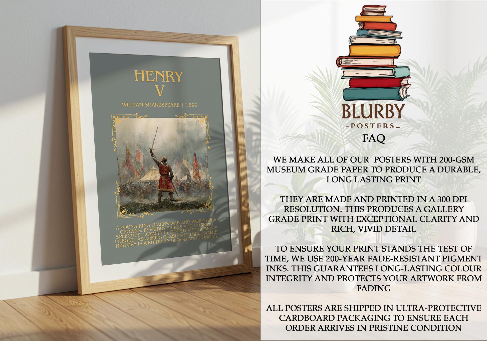 Henry V by William Shakespeare | Descriptive Book Poster | Blurby