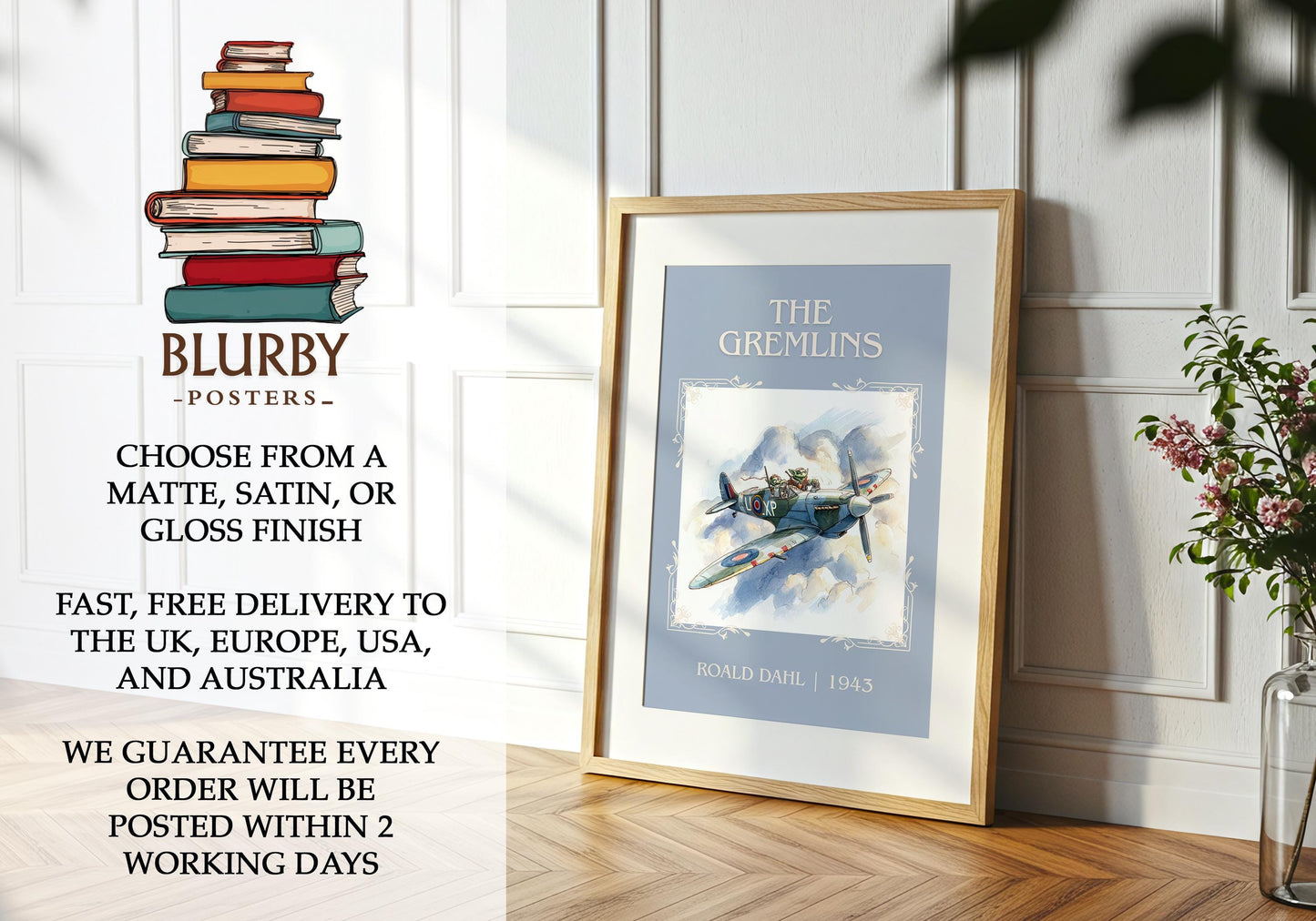 The Gremlins by Roald Dahl | Descriptive Book Poster | Minimalist