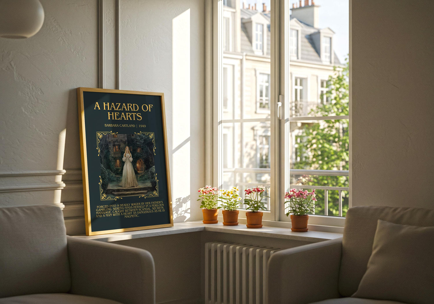 A Hazard Of Hearts by Barbara Cartland | Descriptive Book Poster | Blurby