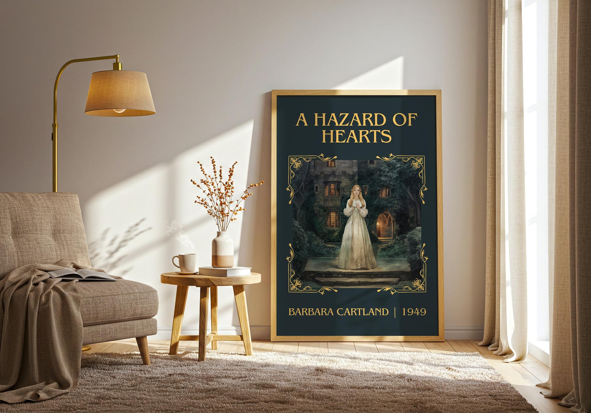 A Hazard Of Hearts by Barbara Cartland | Descriptive Book Poster | Minimalist