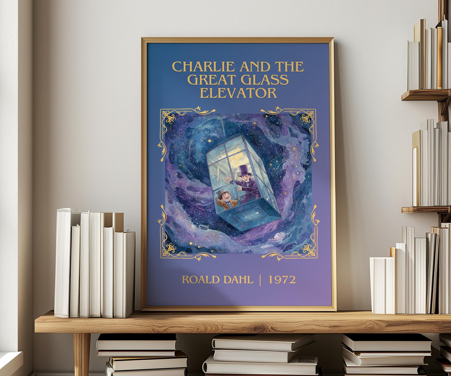 Charlie And The Great Glass Elevator by Roald Dahl | Descriptive Book Poster | Minimalist