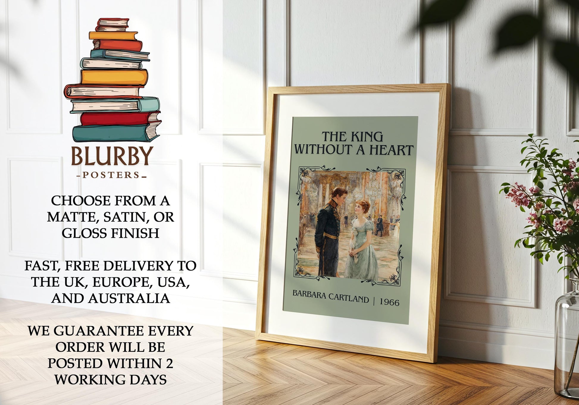 The King Without A Heart by Barbara Cartland | Descriptive Book Poster | Minimalist