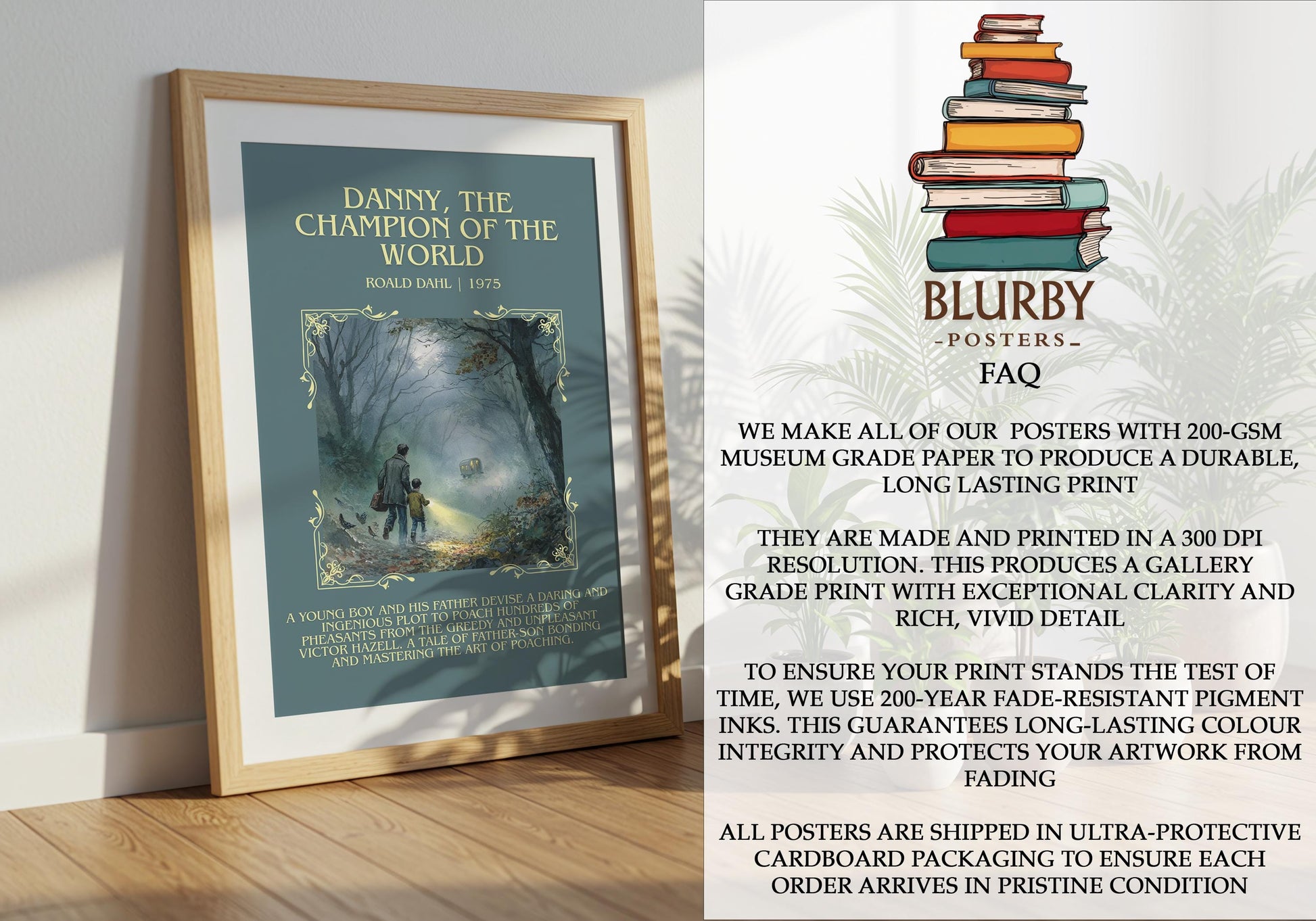 Danny, The Champion Of The World by Roald Dahl | Descriptive Book Poster | Blurby