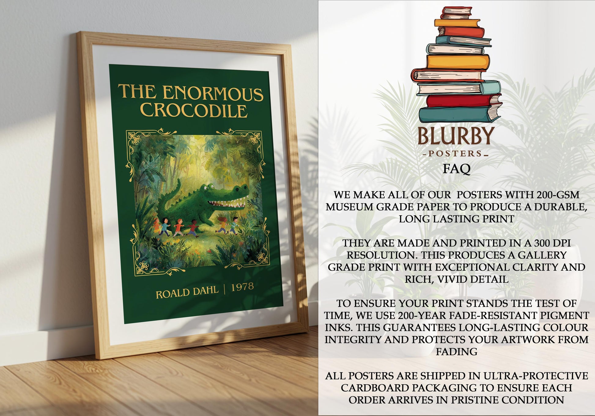 The Enormous Crocodile by Roald Dahl | Descriptive Book Poster | Minimalist