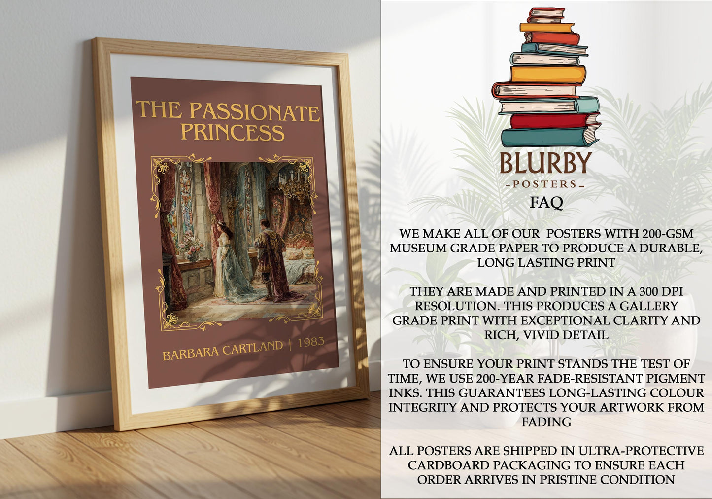 The Passionate Princess by Barbara Cartland | Descriptive Book Poster | Minimalist