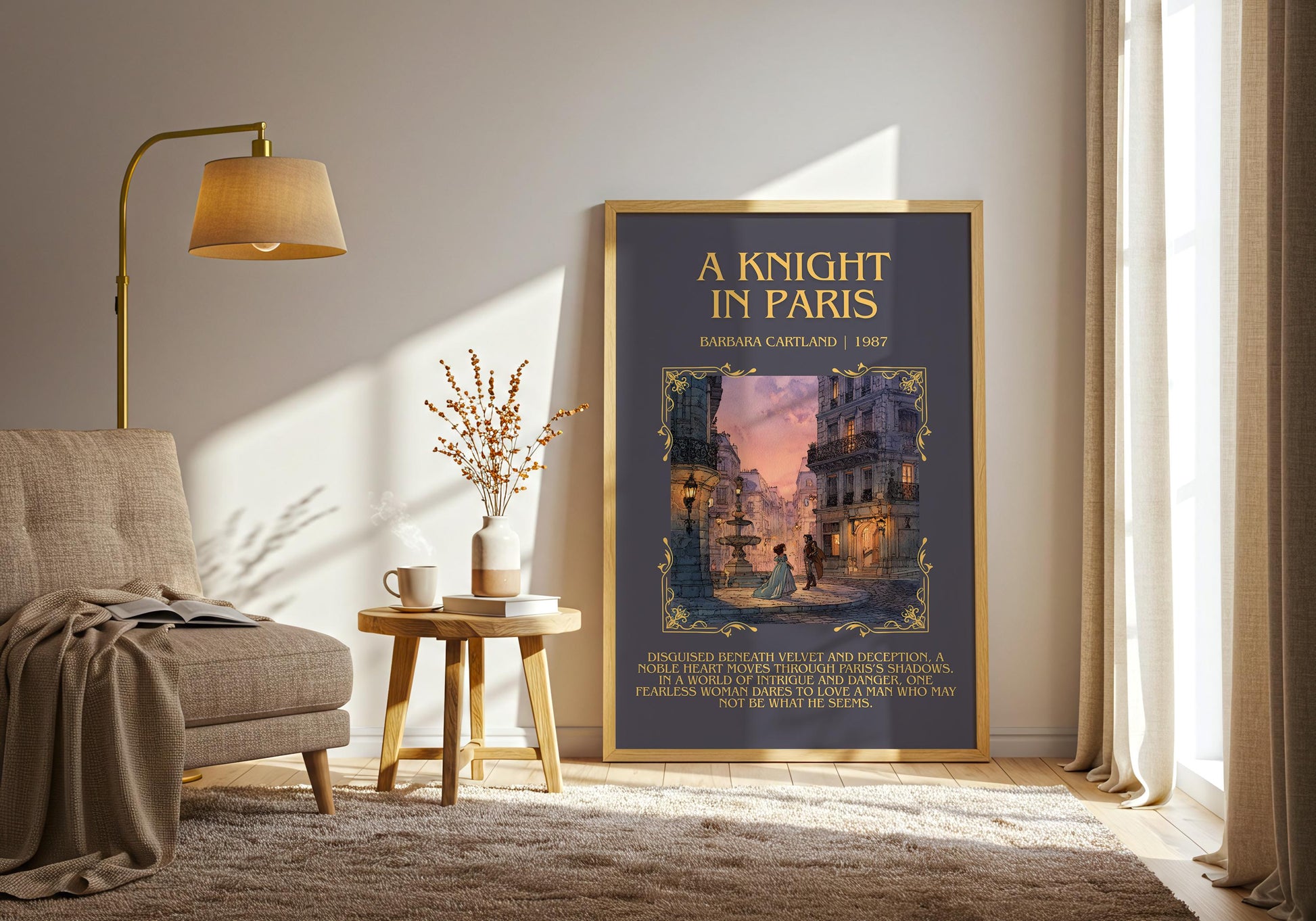 A Knight In Paris by Barbara Cartland | Descriptive Book Poster | Blurby