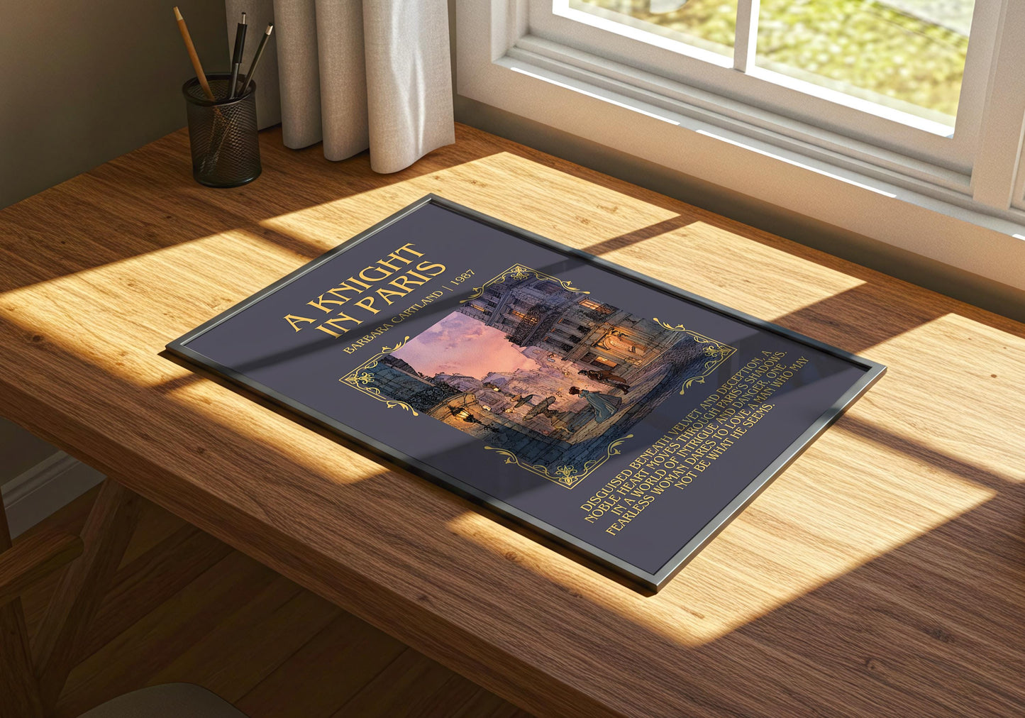 A Knight In Paris by Barbara Cartland | Descriptive Book Poster | Blurby