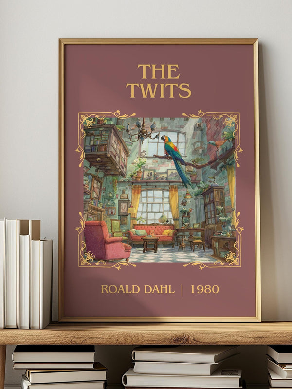The Twits classic book art print in frame leaning in hallway – childrens wall art