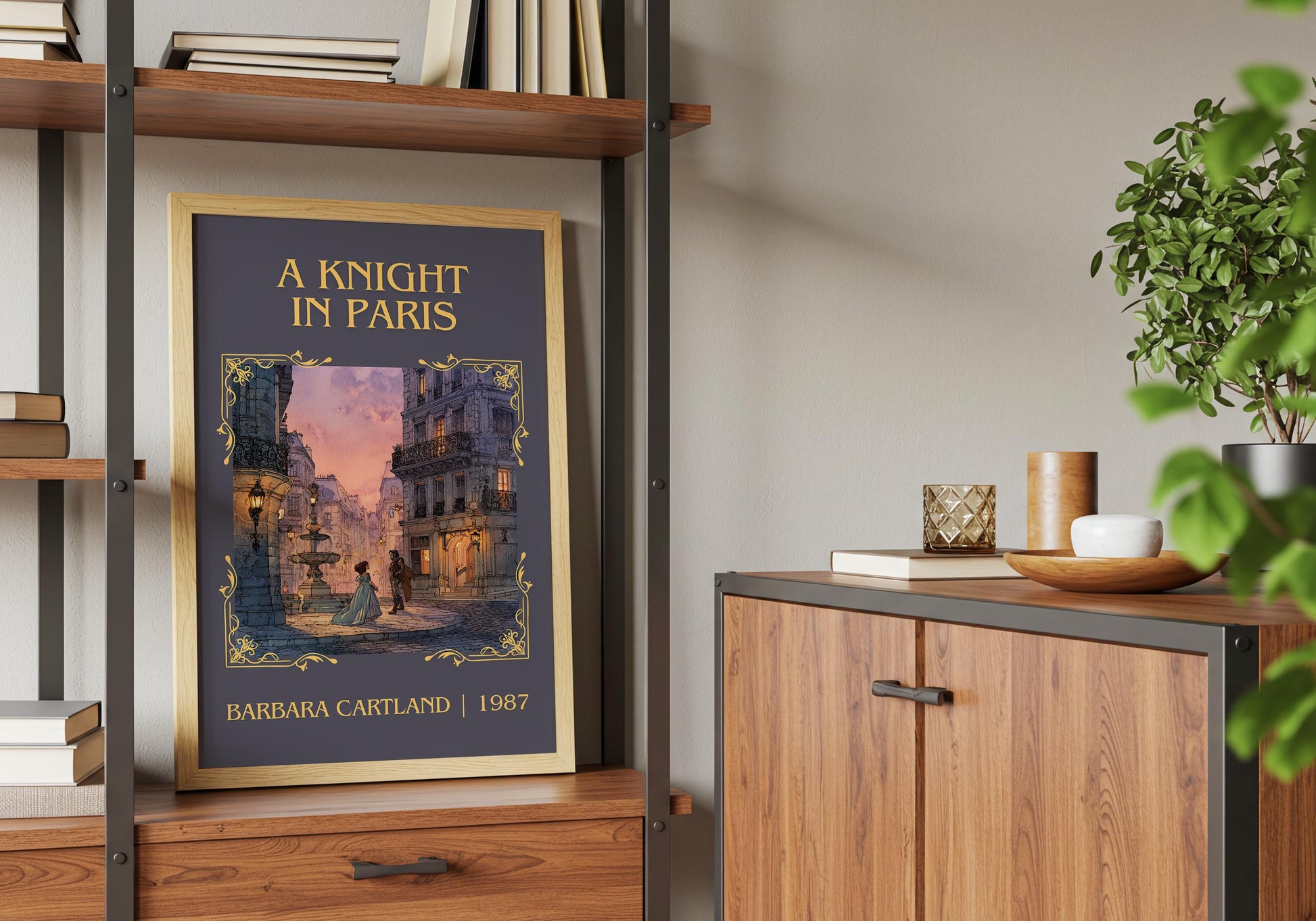 A Knight In Paris by Barbara Cartland | Descriptive Book Poster | Minimalist