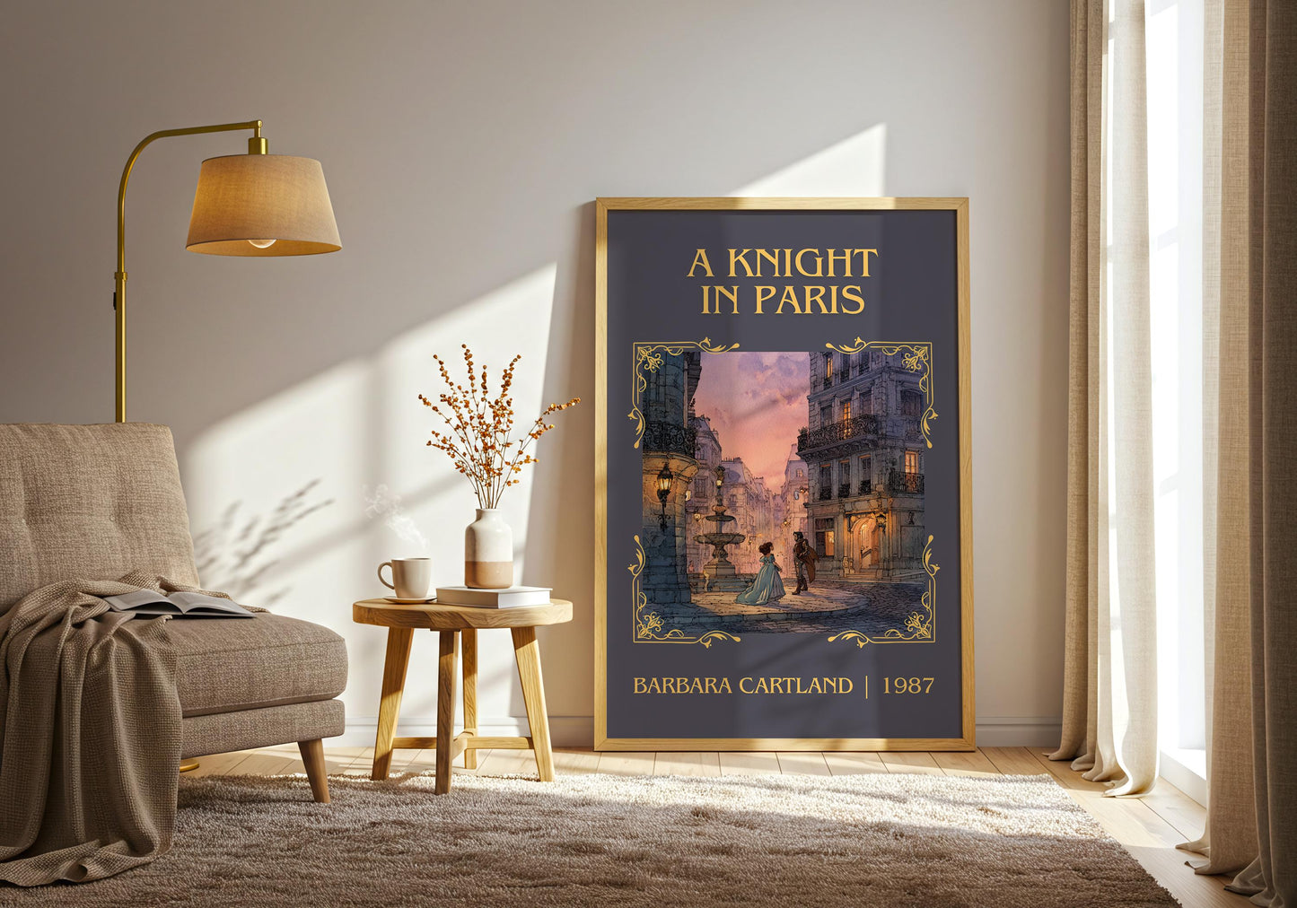 A Knight In Paris by Barbara Cartland | Descriptive Book Poster | Minimalist