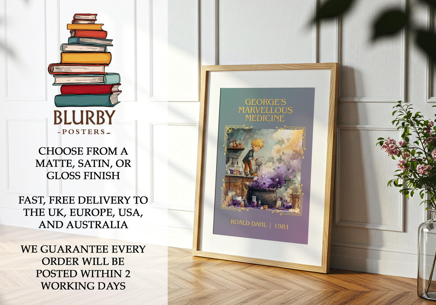 George's Marvellous Medicine book poster packaging – museum-quality print rolled in protective tube