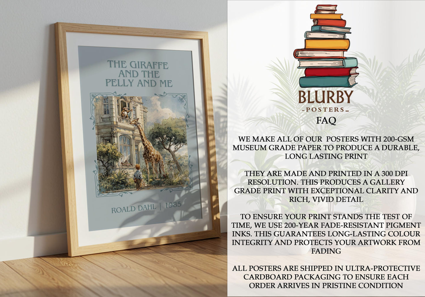 The Giraffe And The Pelly And Me by Roald Dahl | Descriptive Book Poster | Minimalist