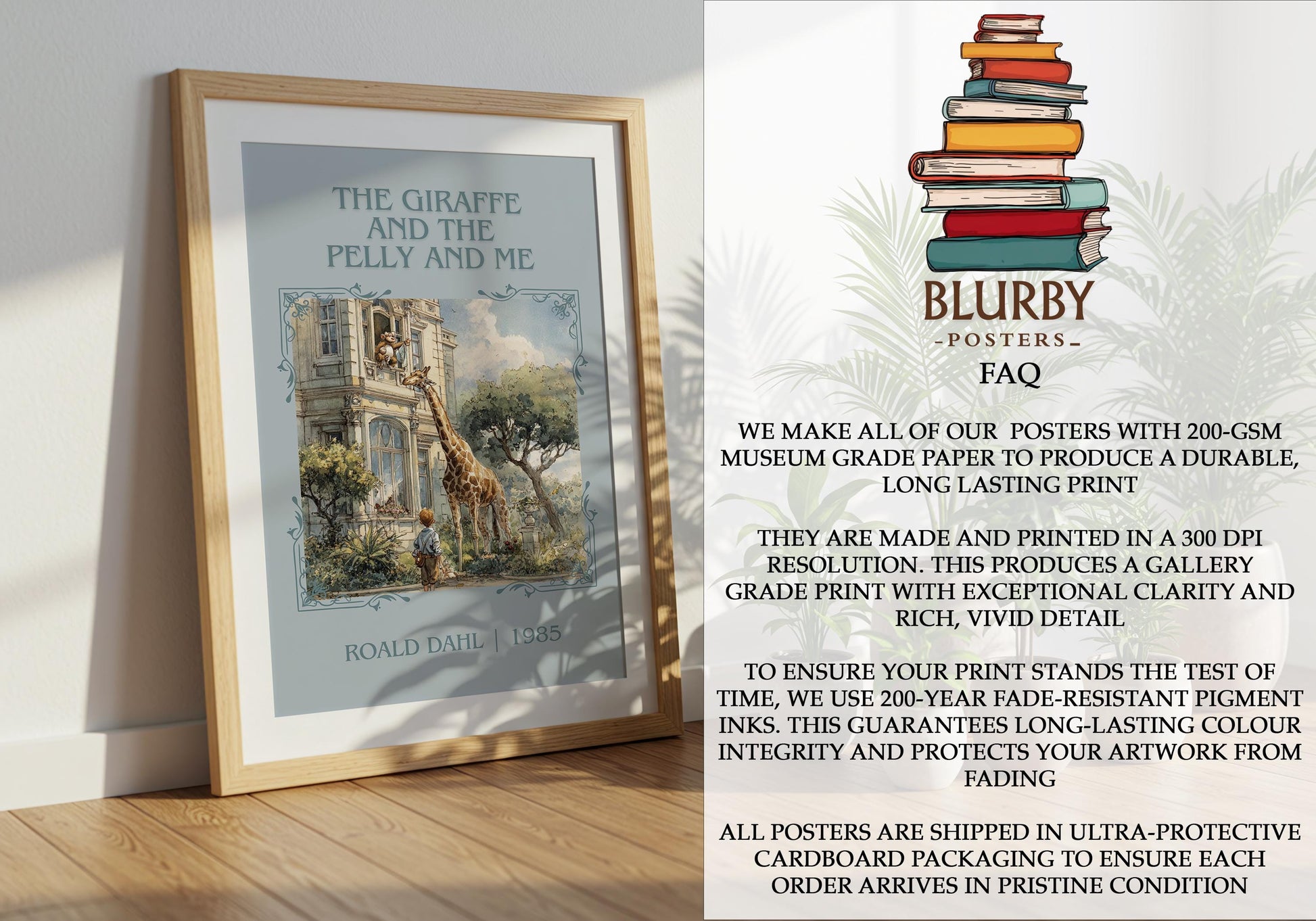 The Giraffe And The Pelly And Me by Roald Dahl | Descriptive Book Poster | Minimalist