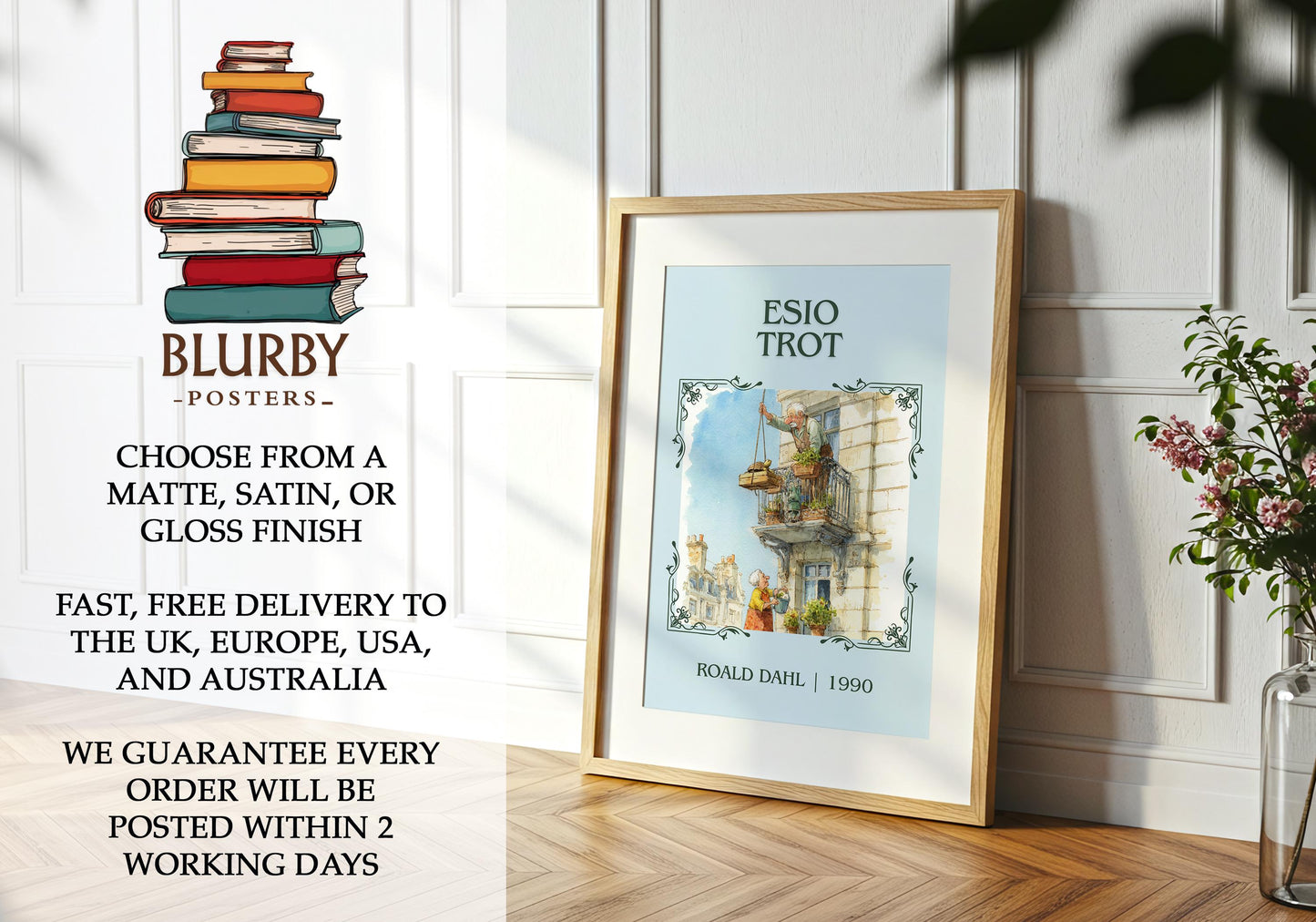 Esio Trot book poster packaging – museum-quality print rolled in protective tube