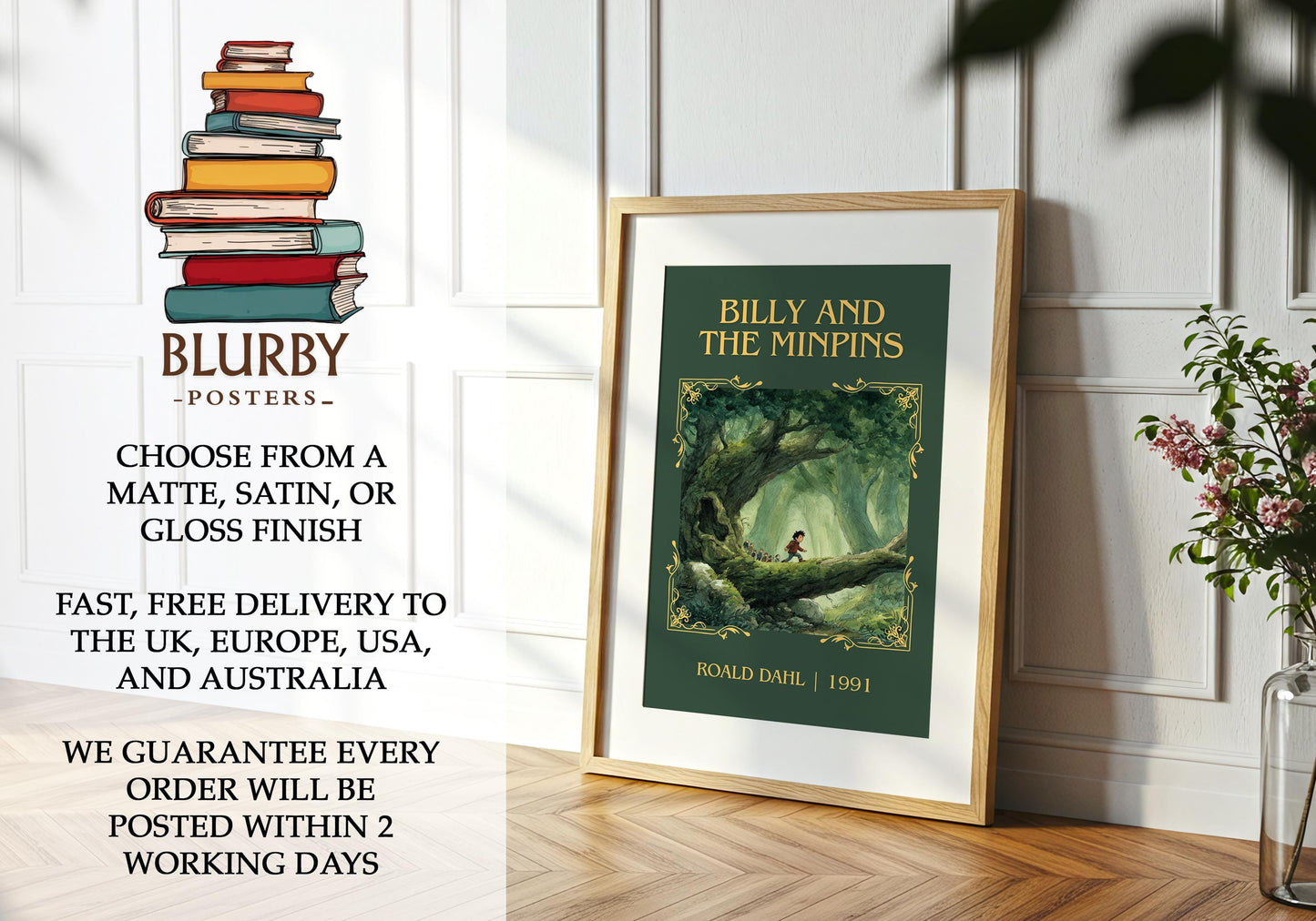 Billy and the Minpins book poster packaging – museum-quality print rolled in protective tube