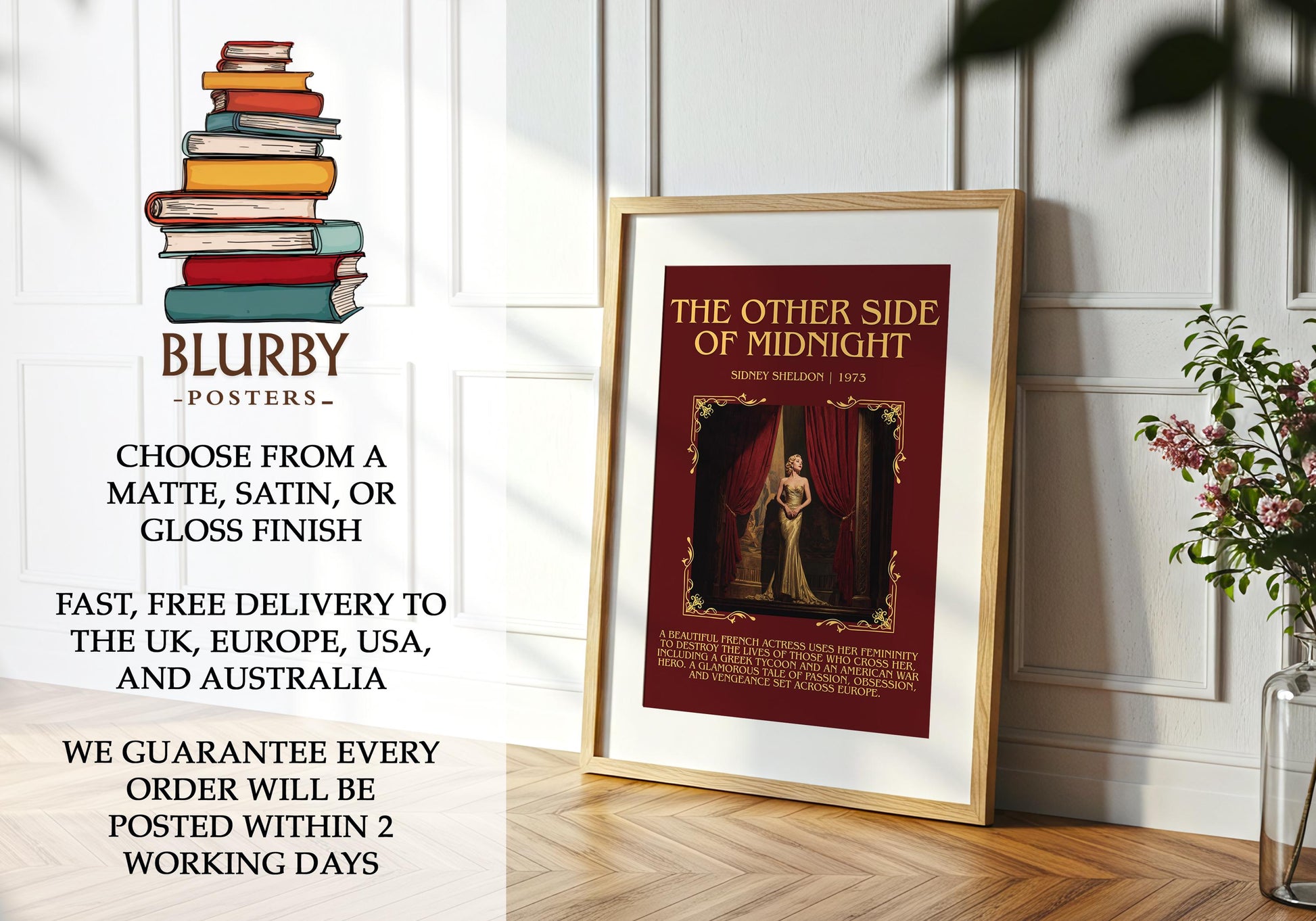 The Other Side Of Midnight by Sidney Sheldon | Descriptive Book Poster | Blurby