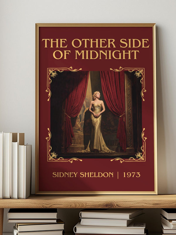 The Other Side of Midnight classic book art print in frame leaning in hallway – romance wall art