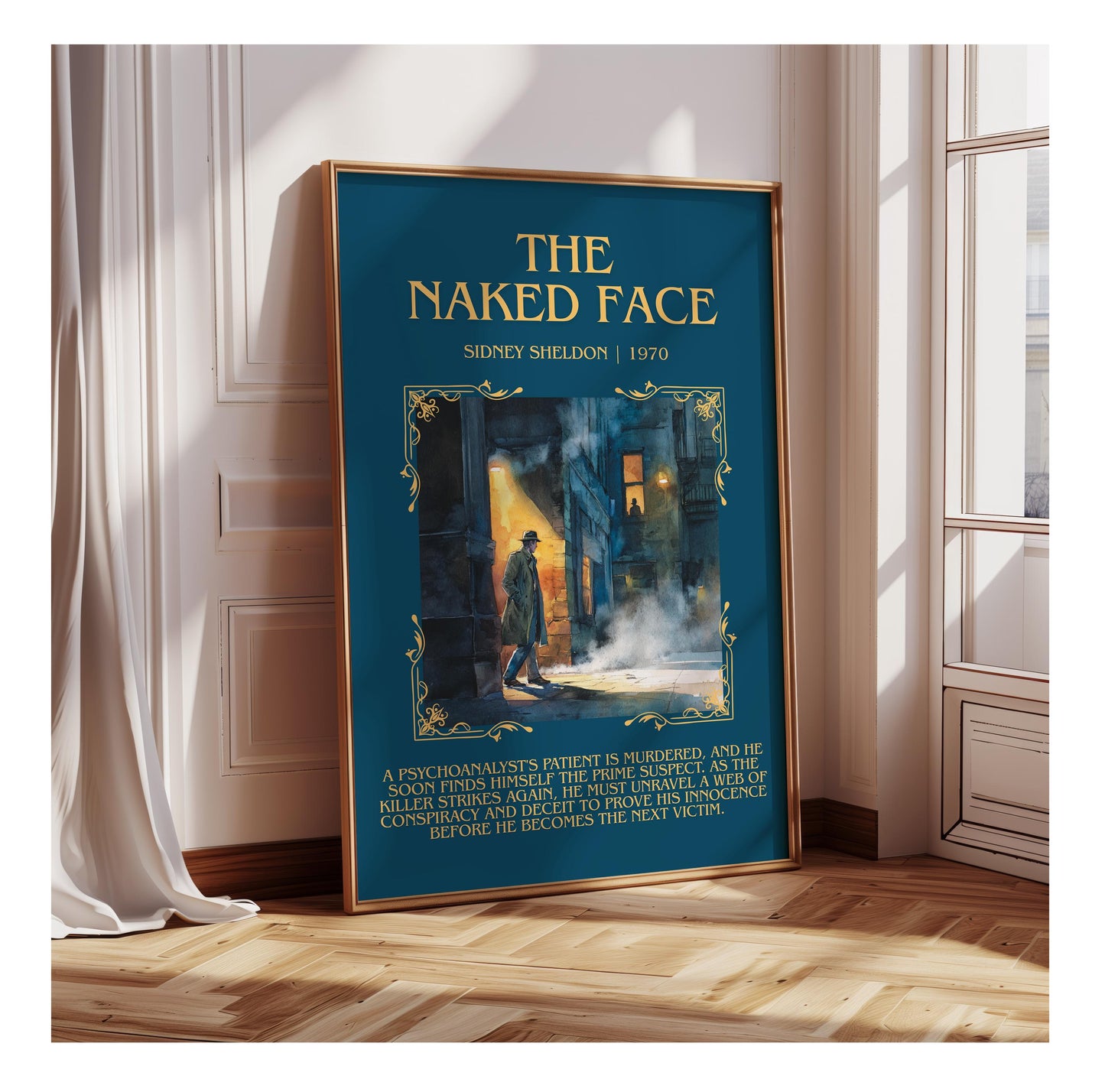 The Naked Face by Sidney Sheldon | Descriptive Book Poster | Blurby