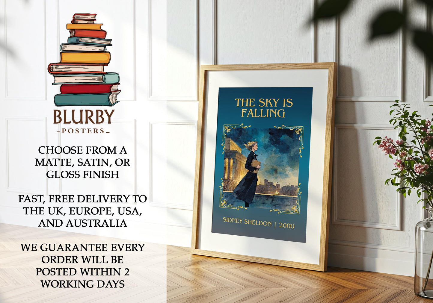 The Sky Is Falling book poster packaging – museum-quality print rolled in protective tube