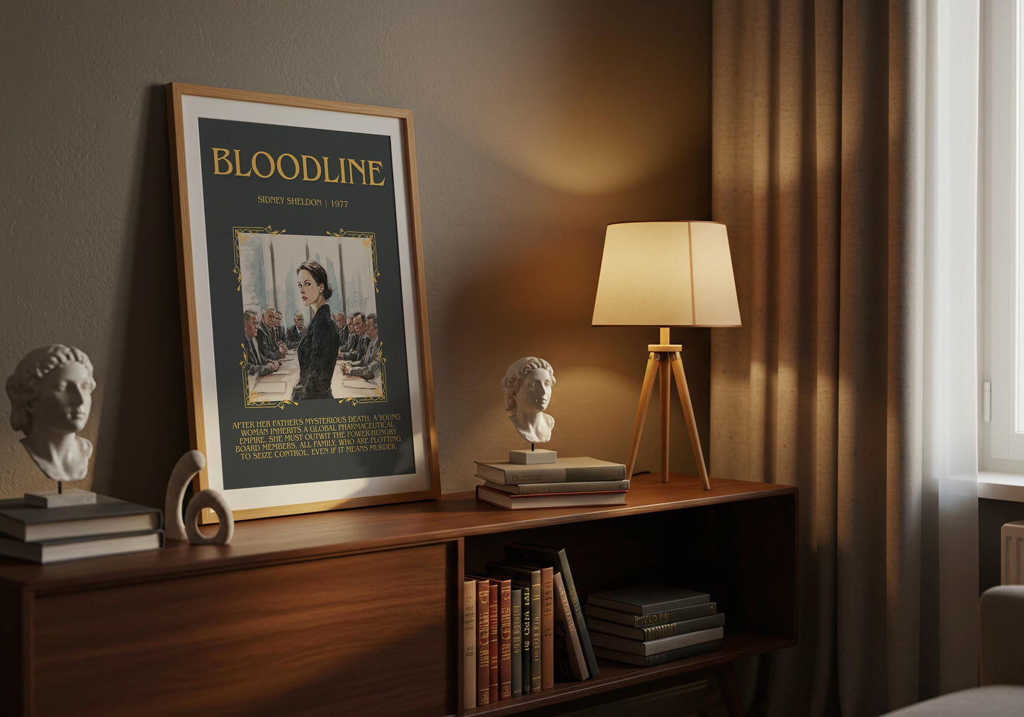 Bloodline by Sidney Sheldon | Descriptive Book Poster | Blurby