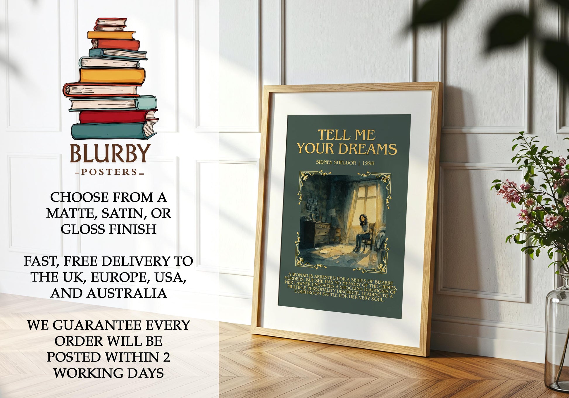 Tell Me Your Dreams by Sidney Sheldon | Descriptive Book Poster | Blurby