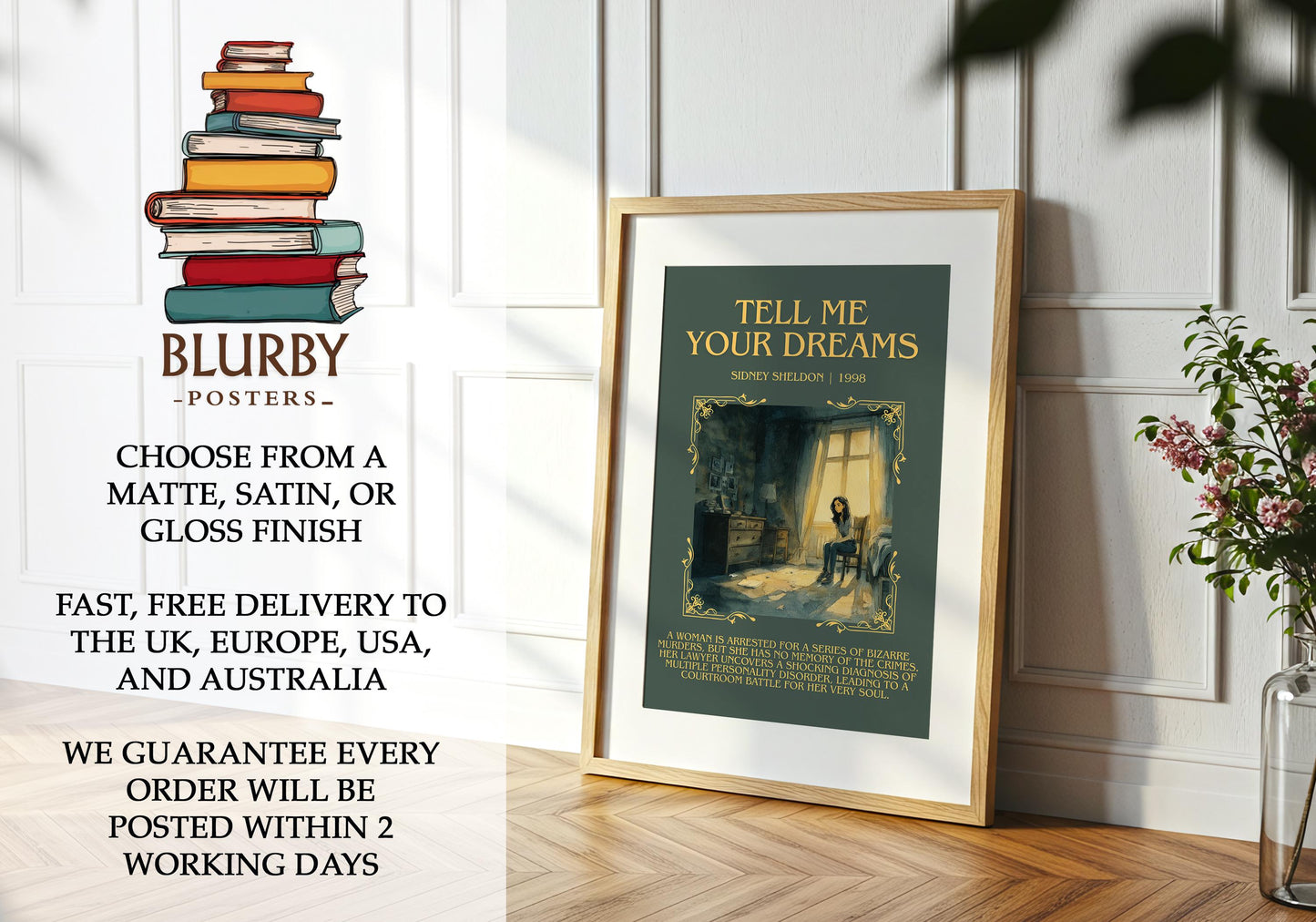 Tell Me Your Dreams by Sidney Sheldon | Descriptive Book Poster | Blurby