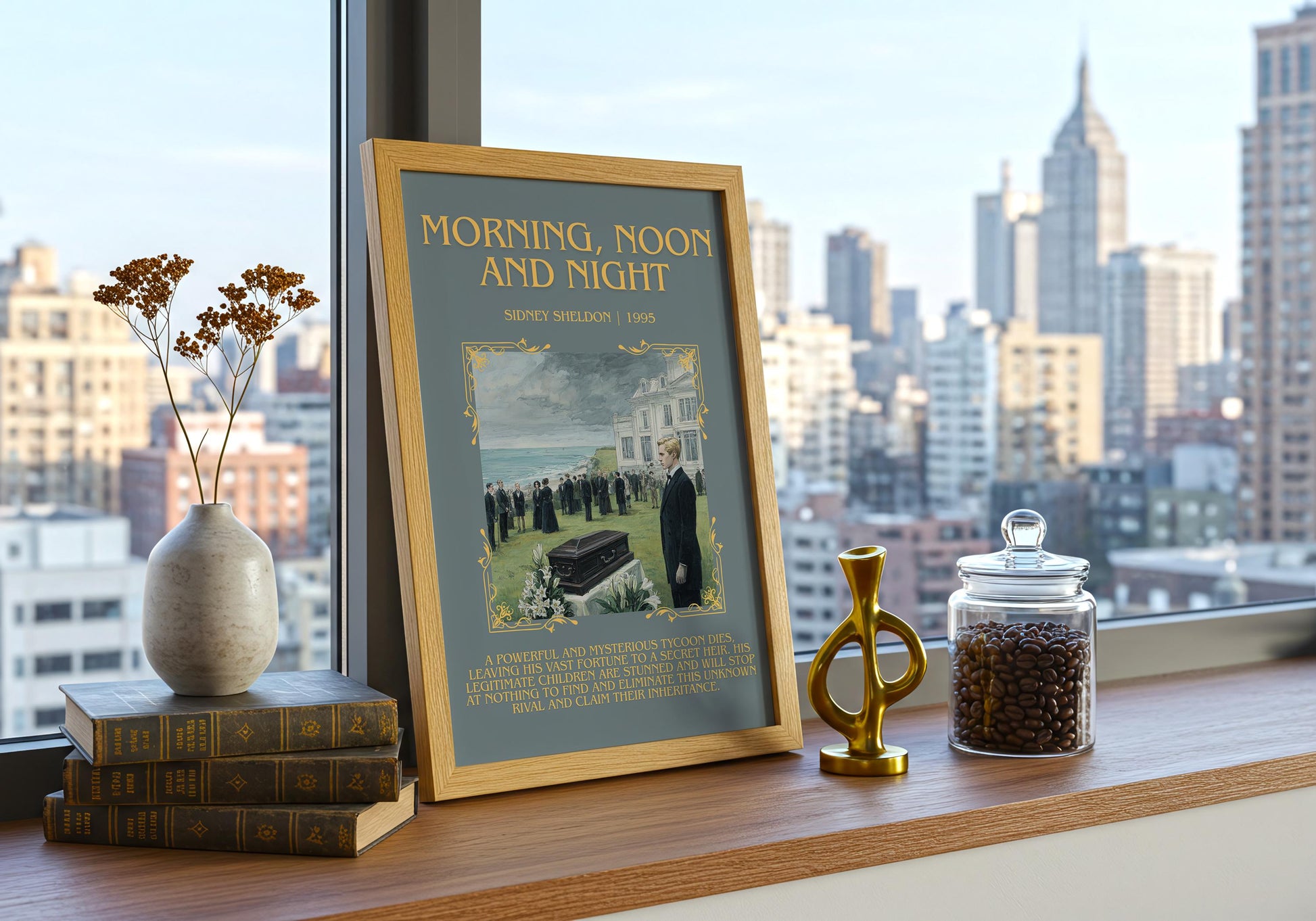 Morning,Noon and Night by Sidney Sheldon | Descriptive Book Poster | Blurby