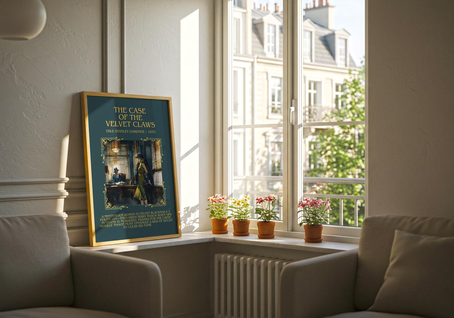 The Case of the Velvet Claws book poster packaging – museum-quality print rolled in protective tube