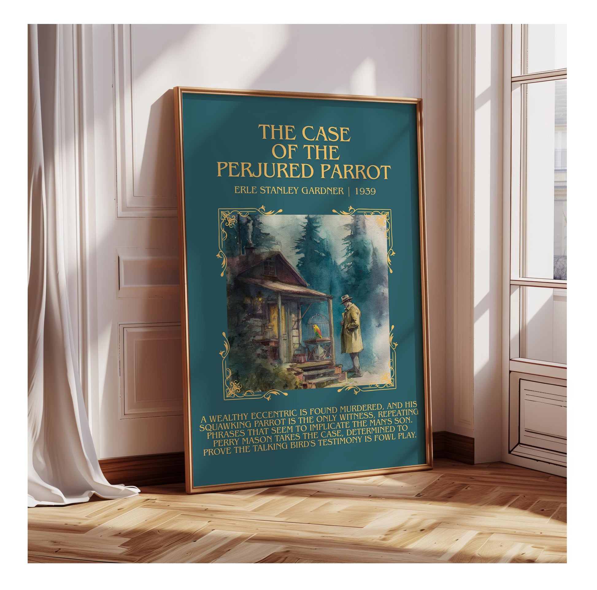 The Case Of The Perjured Parrot by Erle Stanley Gardner | Descriptive Book Poster | Blurby