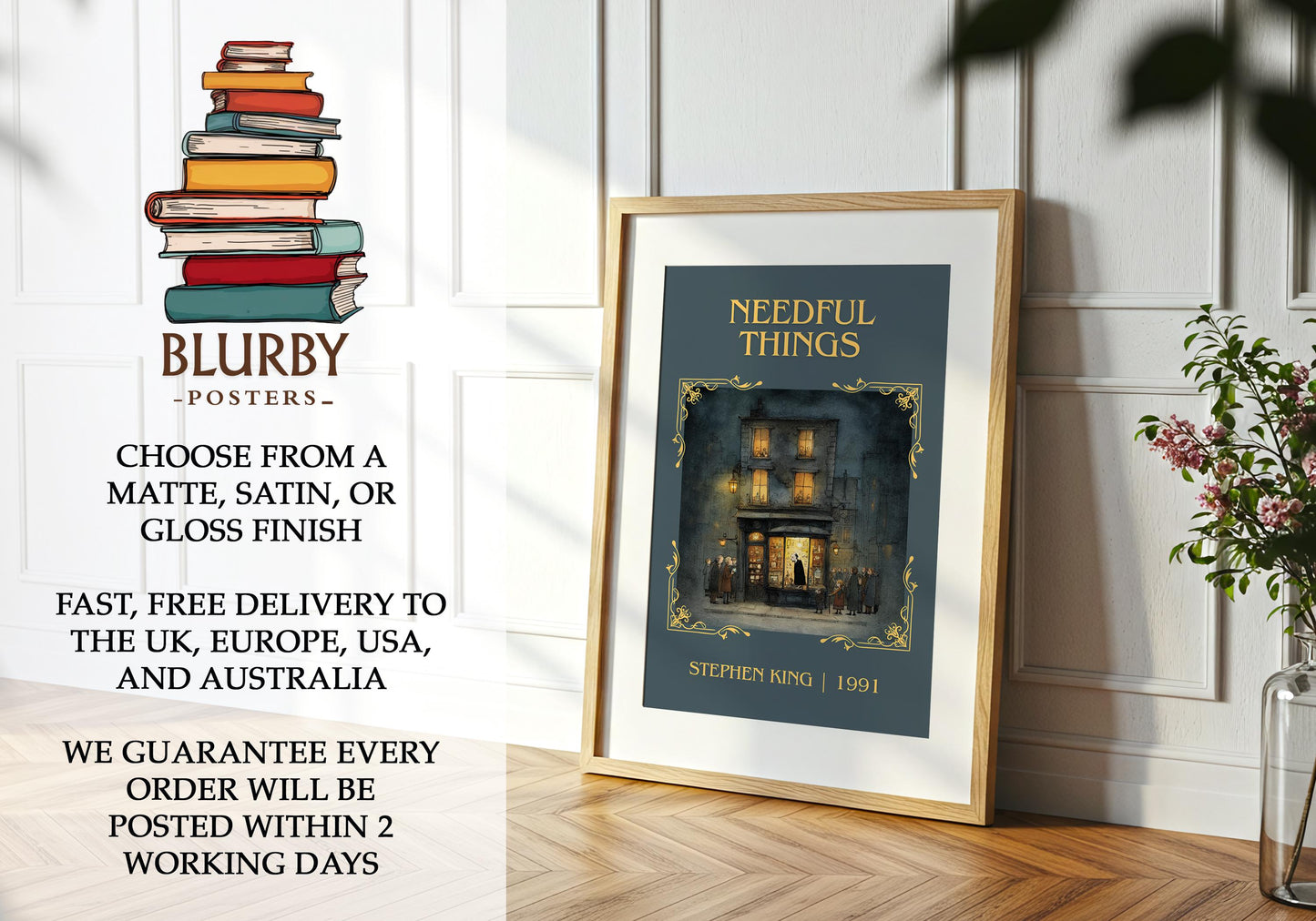 Needful Things book poster packaging – museum-quality print rolled in protective tube