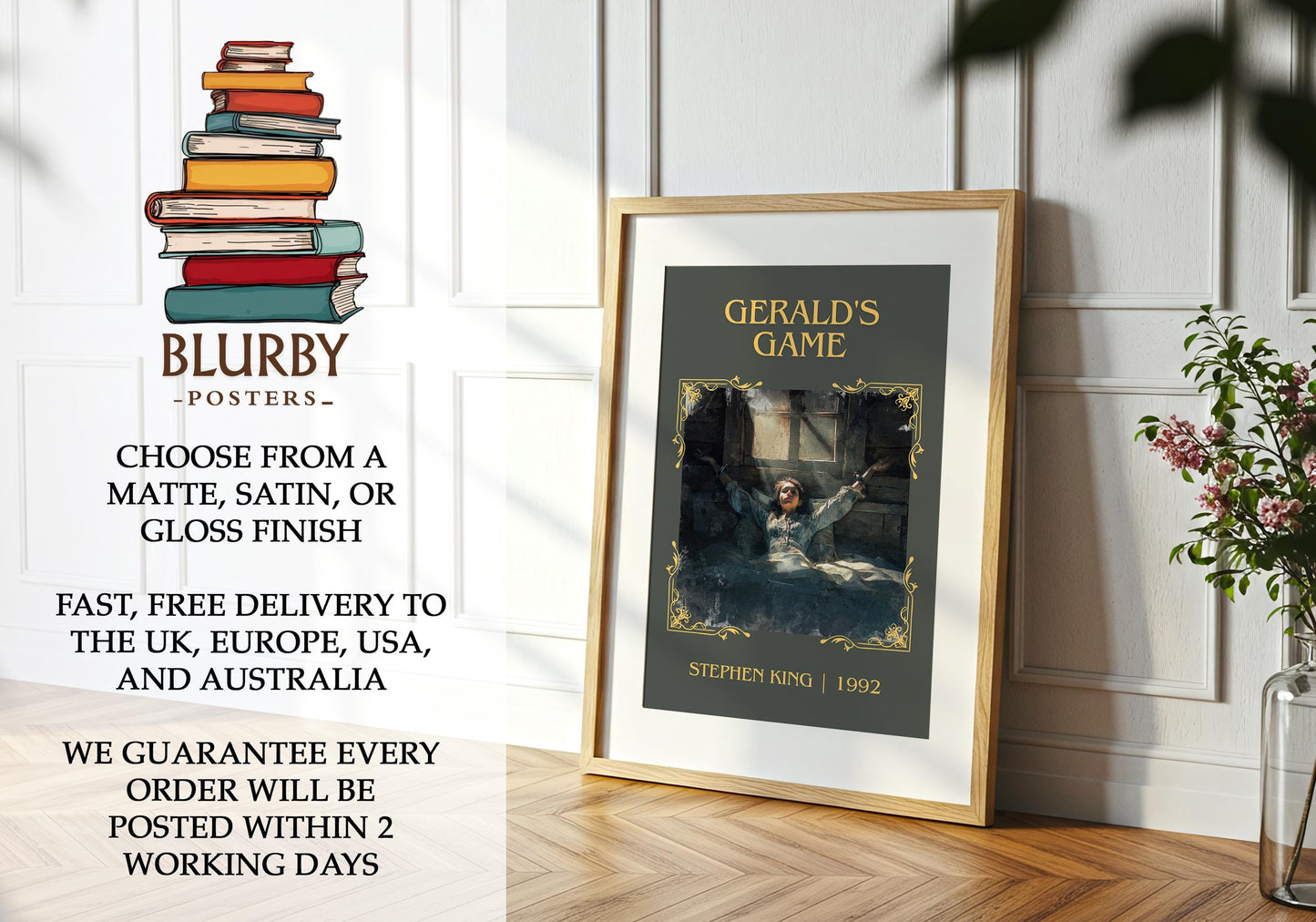 Gerald's Game book poster packaging – museum-quality print rolled in protective tube