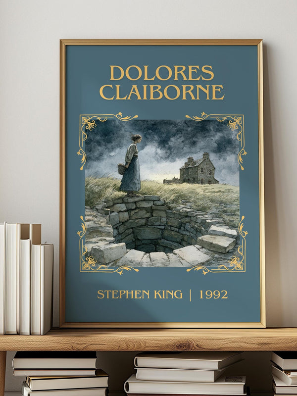 Dolores Claiborne classic book art print in frame leaning in hallway – thriller wall art