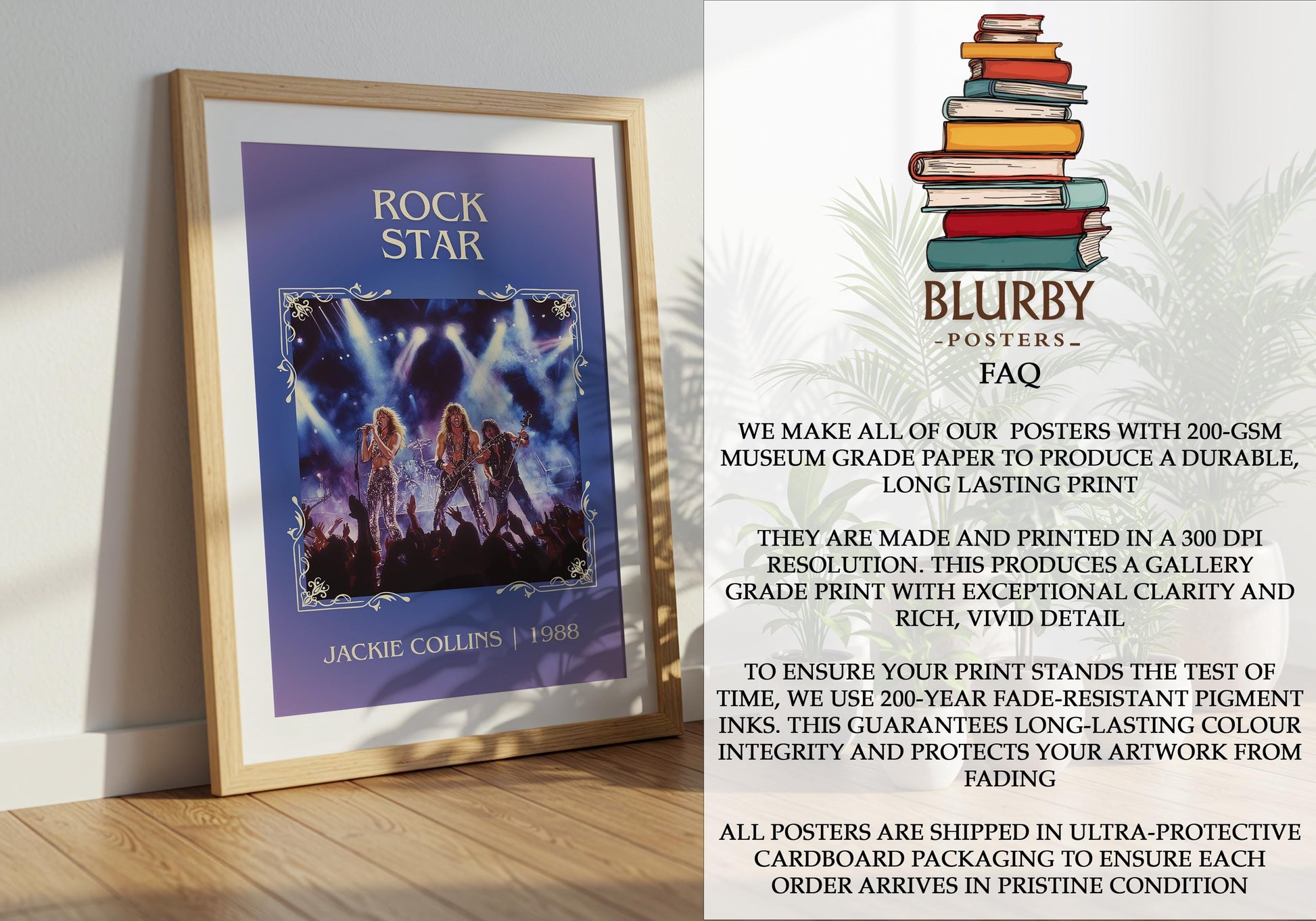 Rockstar by Jackie Collins | Descriptive Book Poster | Minimalist