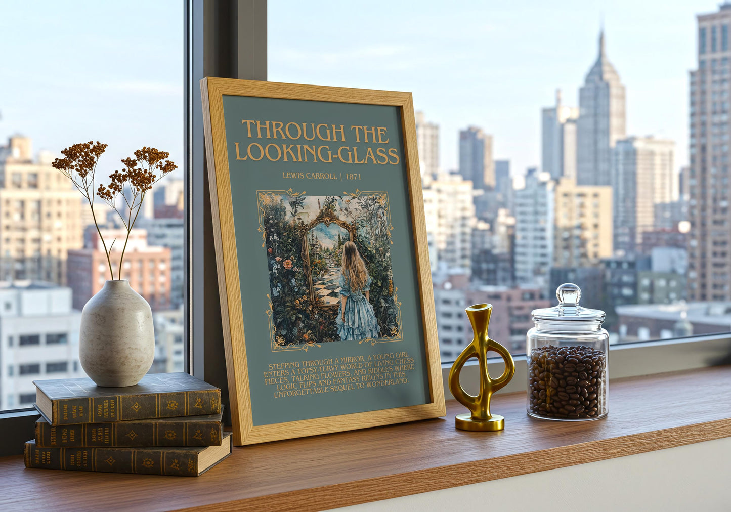 Through the Looking Glass by Lewis Carroll | Descriptive Book Poster | Blurby