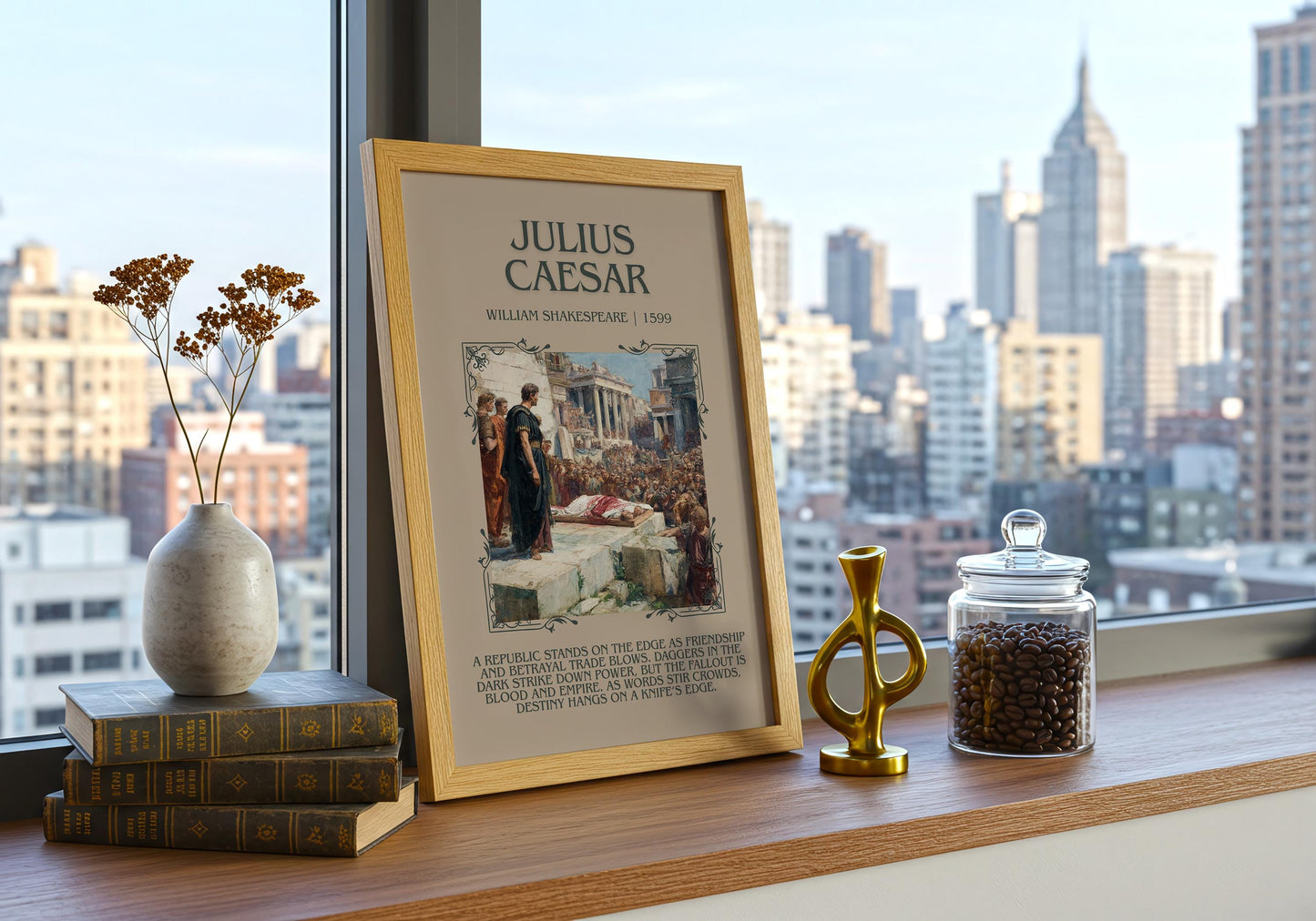 Julius Caeser by William Shakespeare | Descriptive Book Poster | Blurby