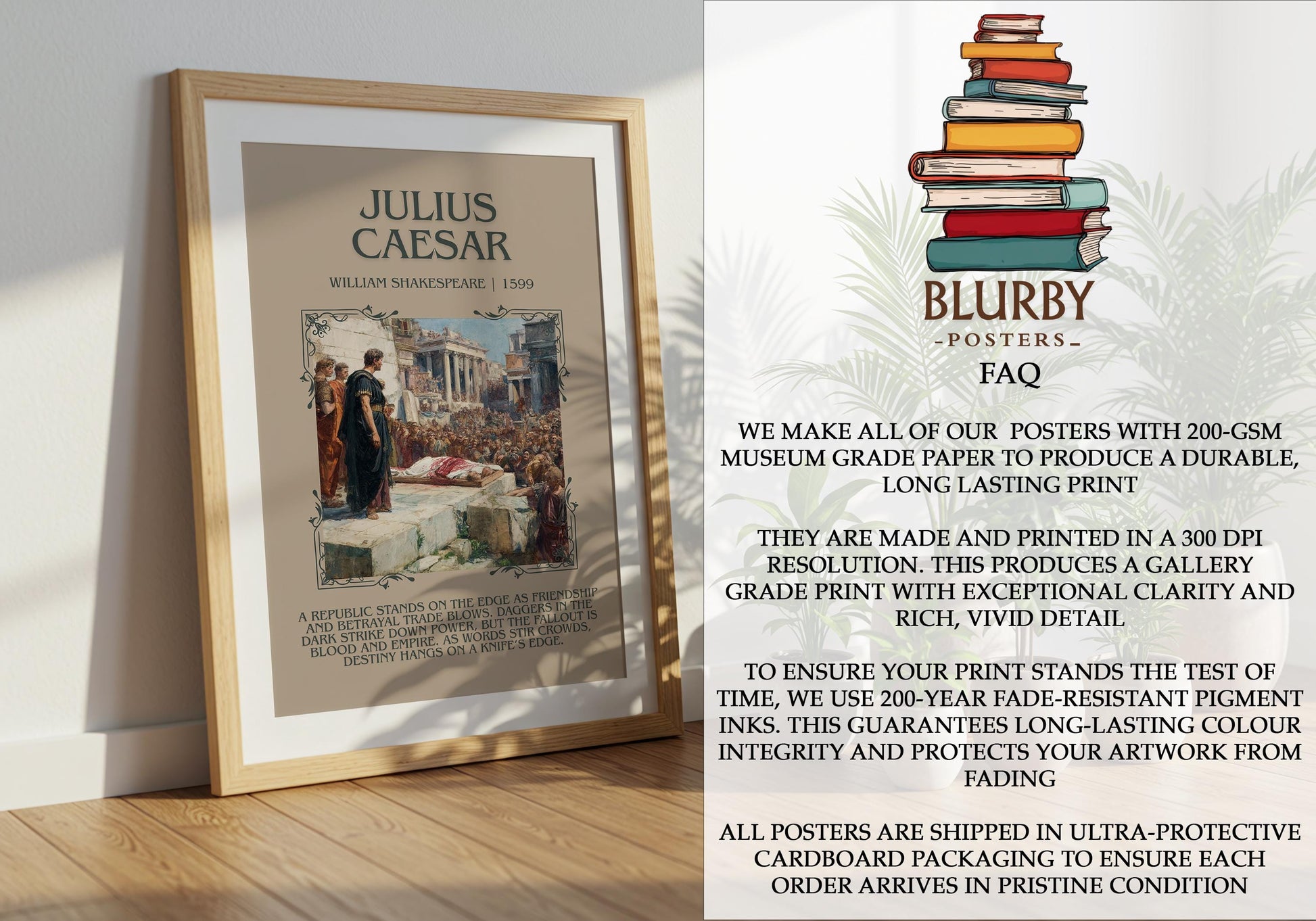 Julius Caeser by William Shakespeare | Descriptive Book Poster | Blurby