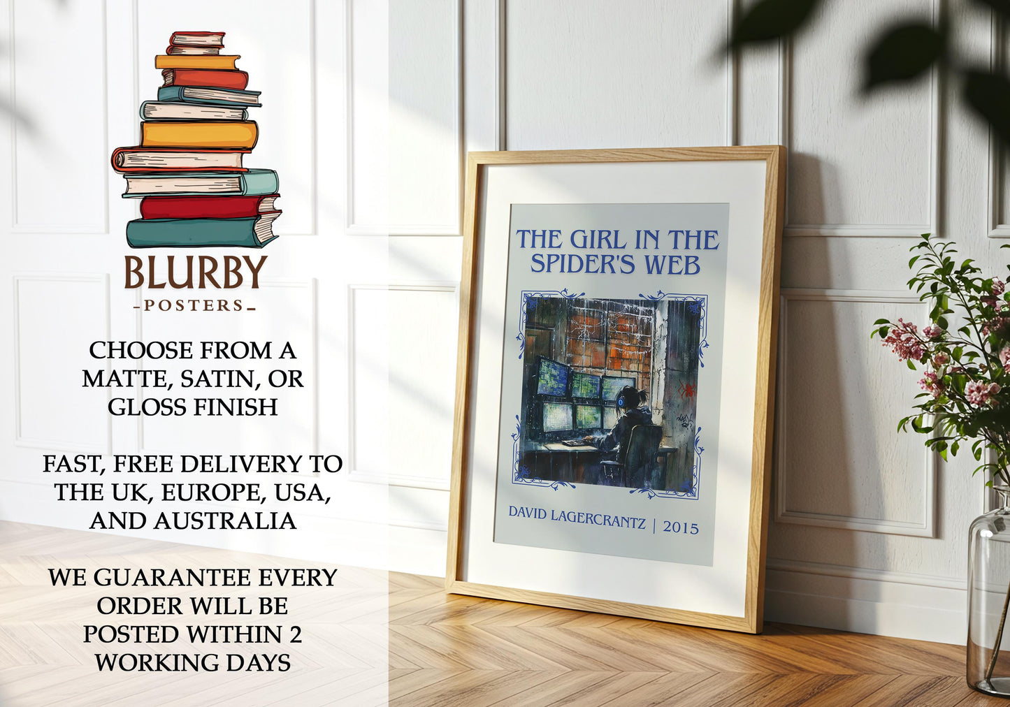The Girl In The Spider's Web book poster packaging – museum-quality print rolled in protective tube