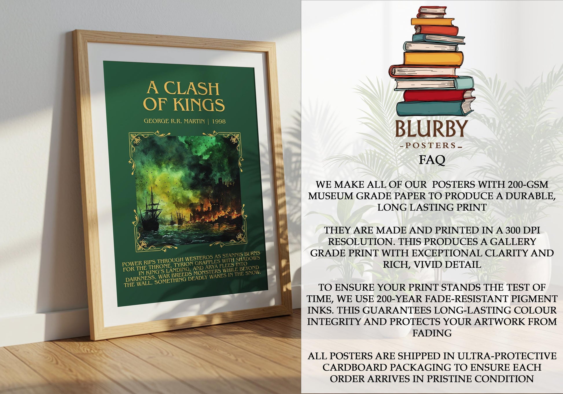 A Clash Of Kings by George R.R. Martin | Descriptive Book Poster | Blurby