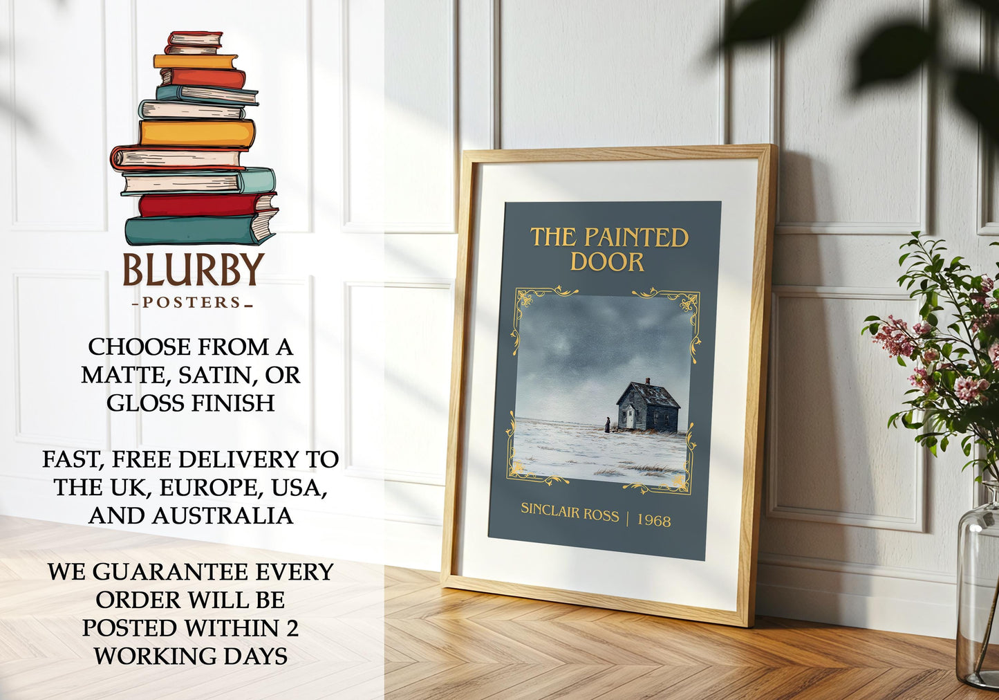 The Painted Door book poster packaging – museum-quality print rolled in protective tube