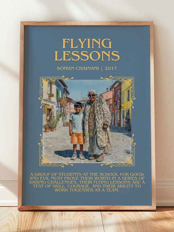 Flying Lessons minimalist print in frame leaning in hallway – childrens wall art