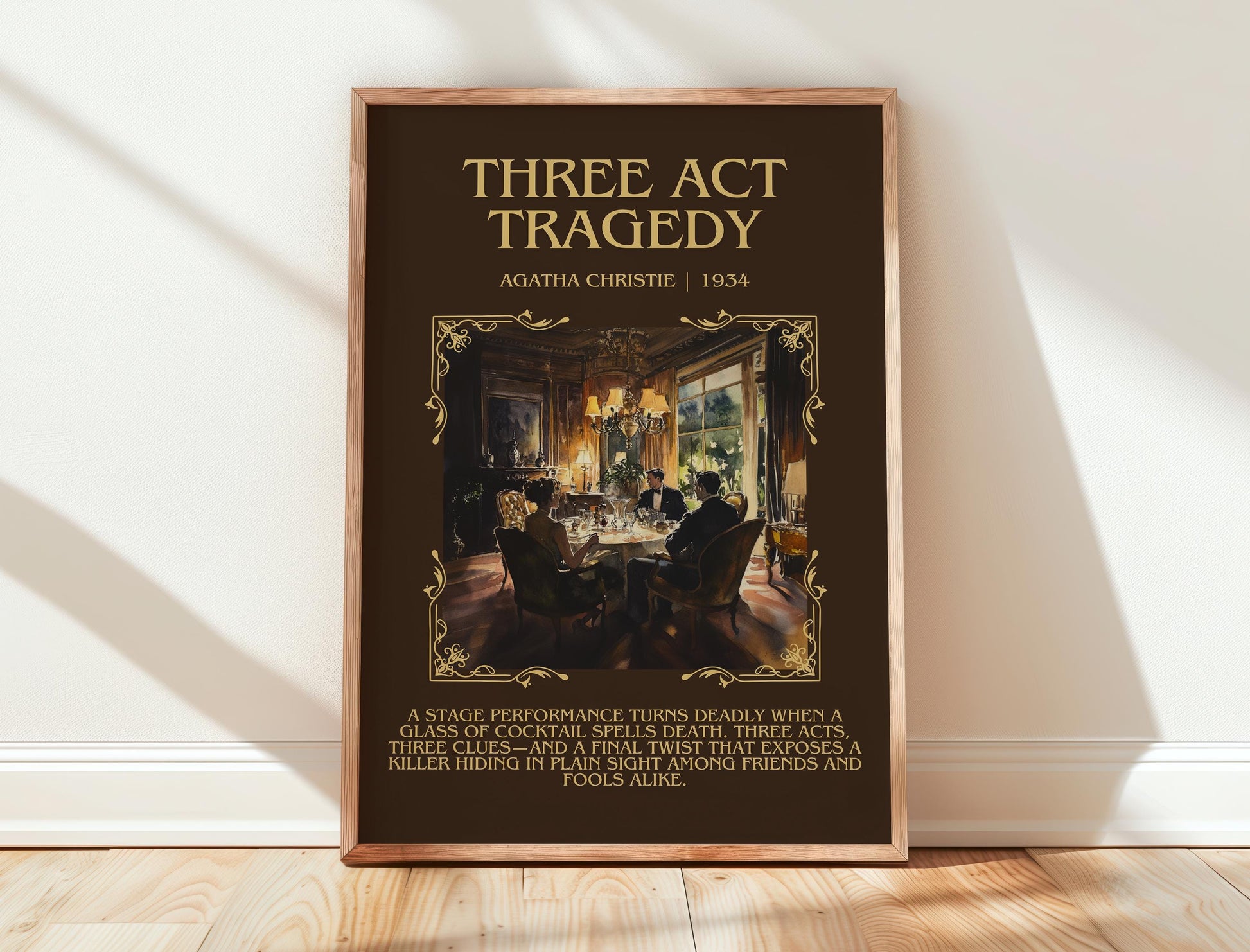 Three Act Tragedy by Agatha Christie | Descriptive Book Poster | Blurby
