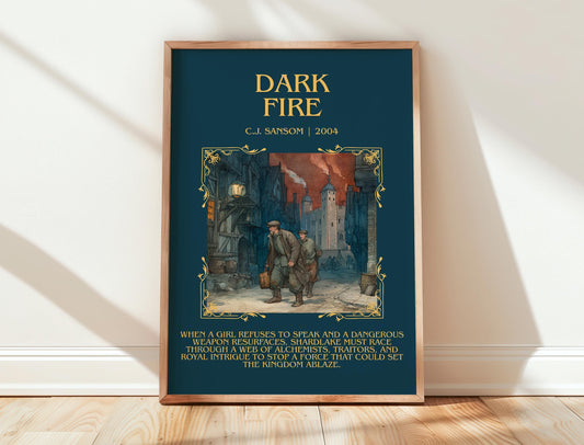 Dark Fire by C.J. Sansom | Descriptive Book Poster | Blurby
