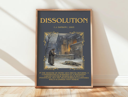 Dissolution by C.J. Sansom | Descriptive Book Poster | Blurby