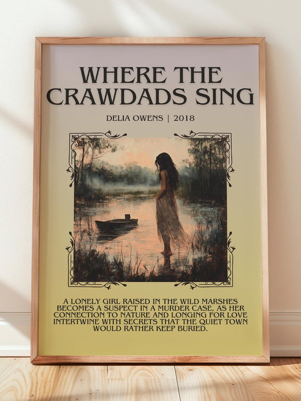 Where the Crawdads Sing minimalist print in frame leaning in hallway – historical fiction wall art