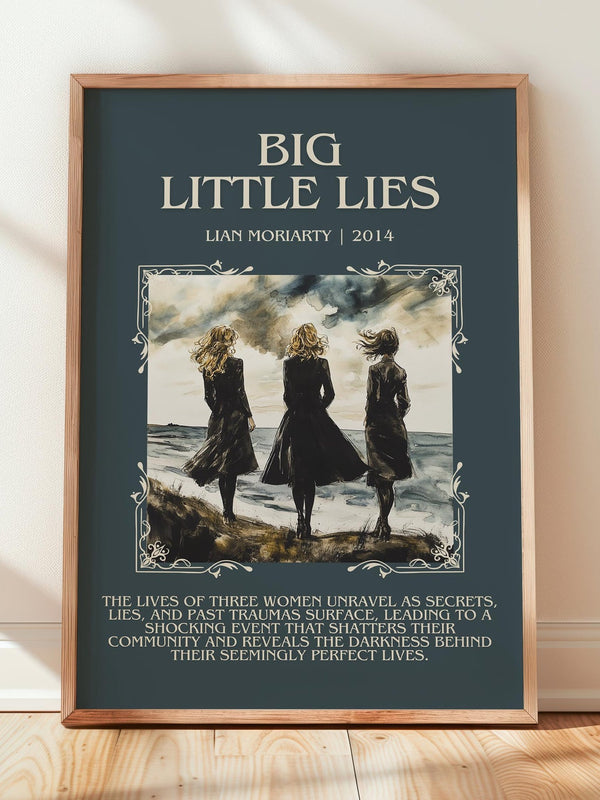 Big Little Lies minimalist print in frame leaning in hallway – contemporary fiction wall art
