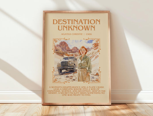 Destination Unknown by Agatha Christie | Descriptive Book Poster | Blurby